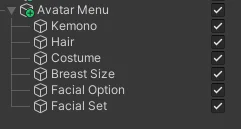 Extract Menu するとこんな感じのメニューオブジェクトが生成される